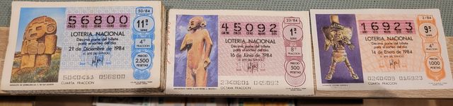Lote cupones ONCE y LOTERIA NACIONAL años 80 y 90