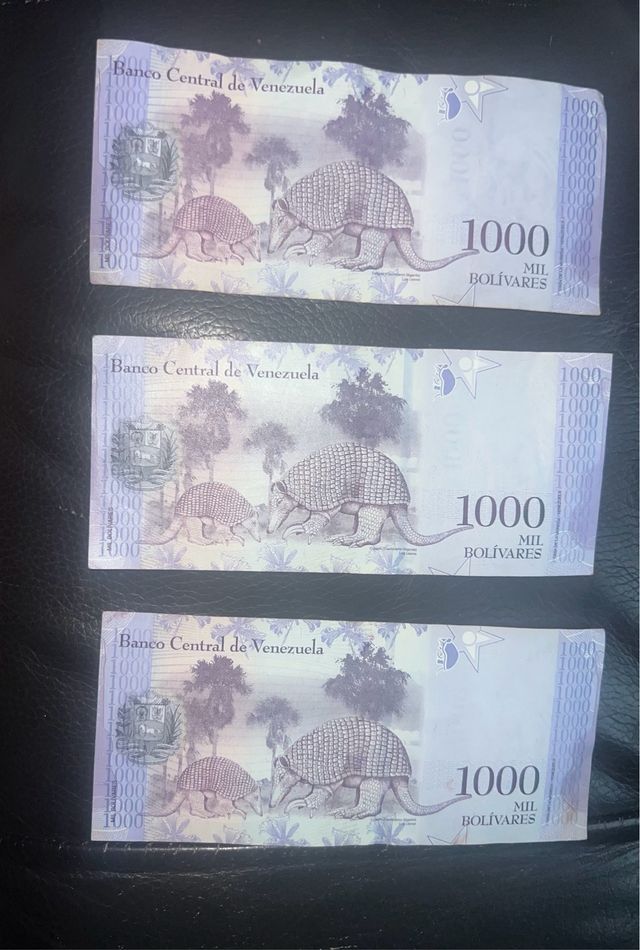 3 Billetes VEN 1000 Bolivares + 500 & 50 Bolivares