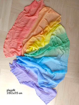 seta crepe arcobaleno dipinta a mano gioco waldorf