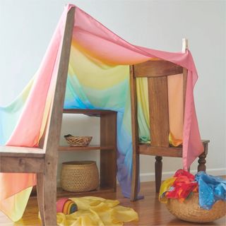 seta crepe arcobaleno dipinta a mano gioco waldorf