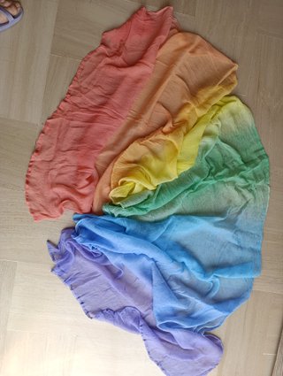 seta crepe arcobaleno dipinta a mano gioco waldorf