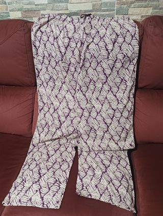Pantalón pijama blanco y granate 
