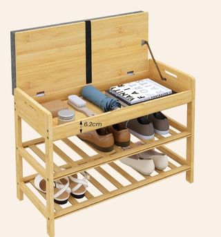 Banco zapatero de bambú