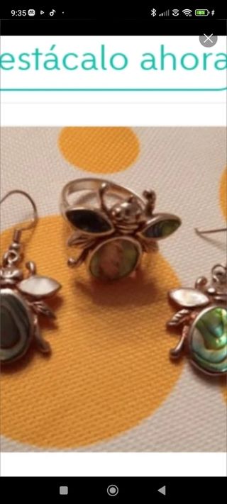 Conjunto de  plata y nacar