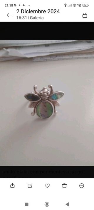 Conjunto de  plata y nacar