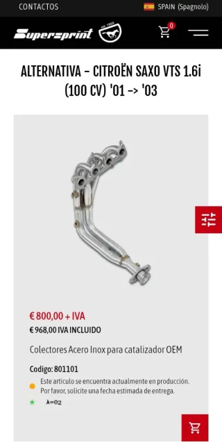 Colectores SuperSprint  Saxo Vts 8v