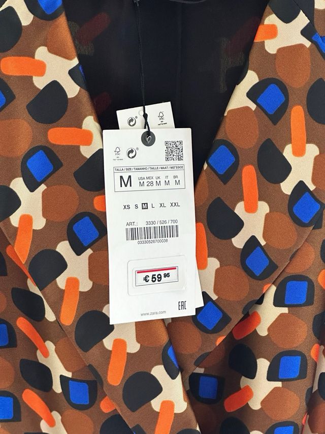 Chaqueta blazer estampada de Zara (talla M)