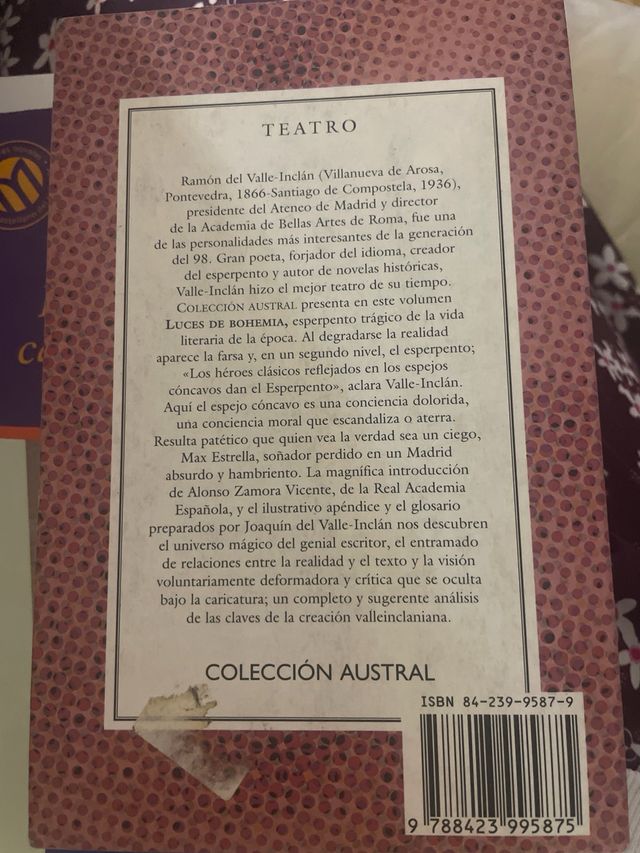 Libro Luces de Bohemia de R. Del Valle Inclan