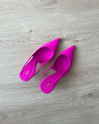 Zapatos de tacon bajos rosa fucsia