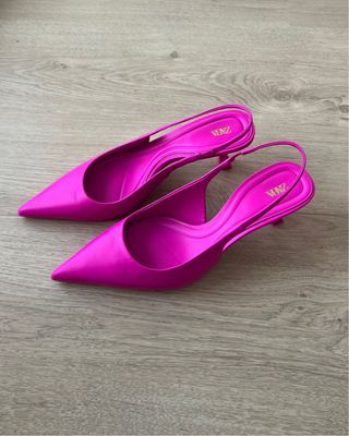 Zapatos de tacon bajos rosa fucsia