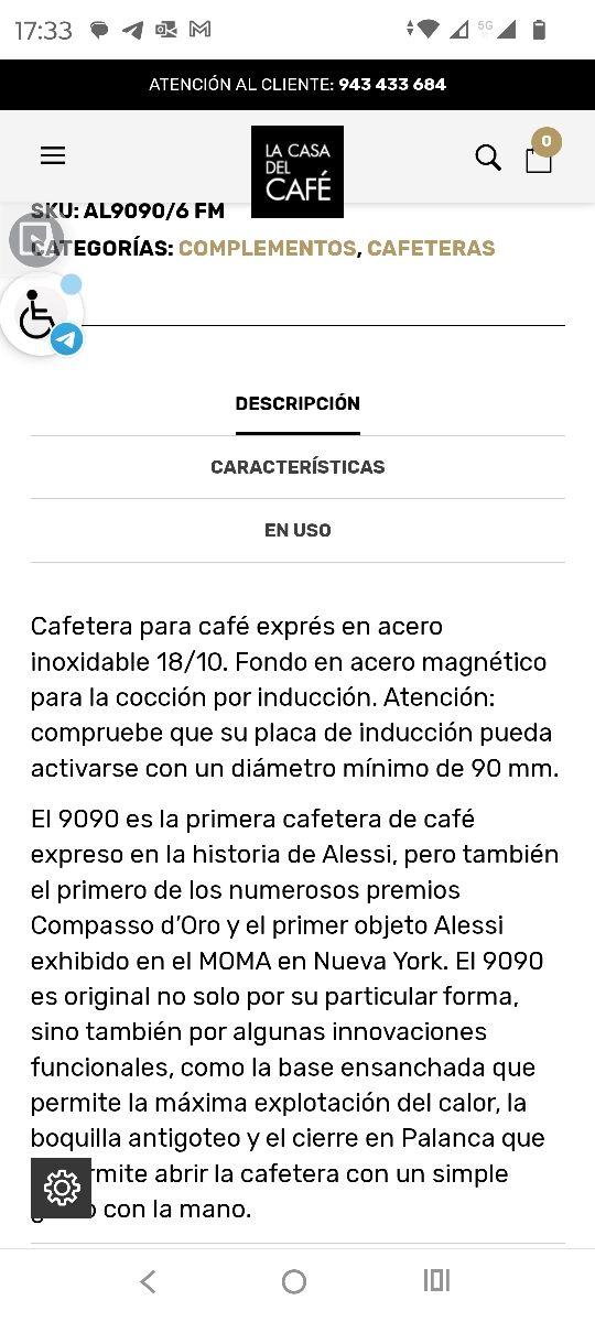 Cafetera Alessi 9090 de 6 tazas NUEVA