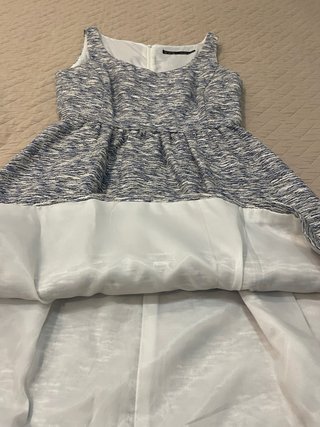 Vestido Zara globo tirantes, jaspeado azul