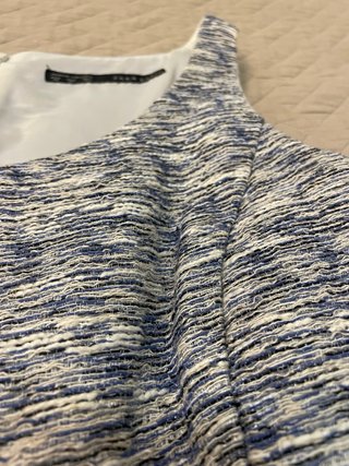 Vestido Zara globo tirantes, jaspeado azul