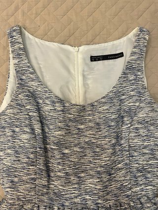 Vestido Zara globo tirantes, jaspeado azul