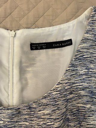Vestido Zara globo tirantes, jaspeado azul
