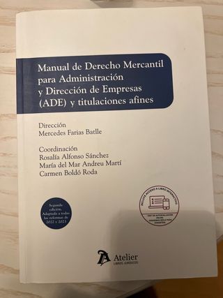 Manual de Derecho Mercantil para ADE