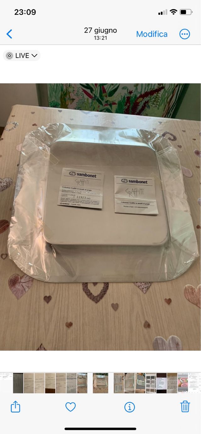 Vassoio quadrato Sambonet decorato in acciaio