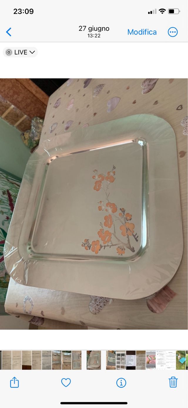 Vassoio quadrato Sambonet decorato in acciaio