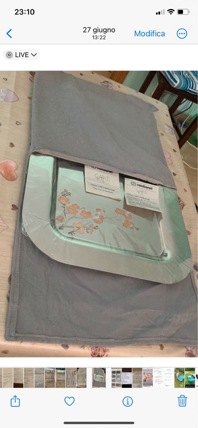 Vassoio quadrato Sambonet decorato in acciaio