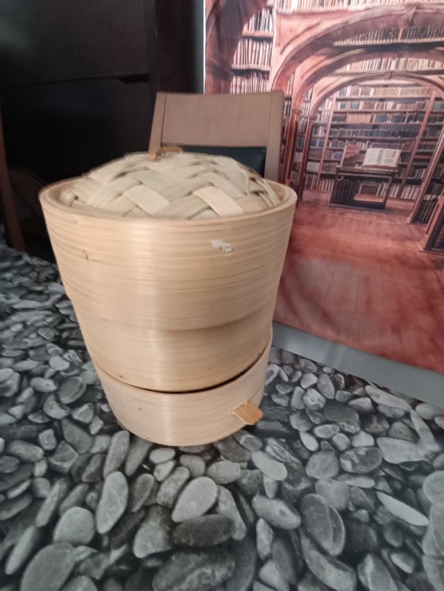 Cesta de bambú para cocinar al vapor