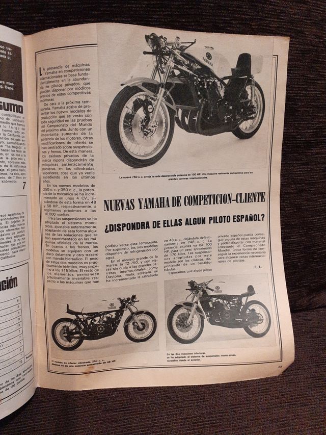 Velocidad revista del motor N° 743. 1975