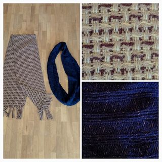 BUFANDAS beige-marron y azul marino