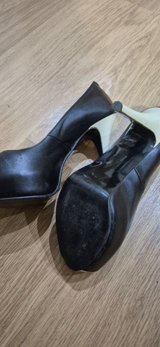 Zapatos peep toe tacón blanco 36 y negro