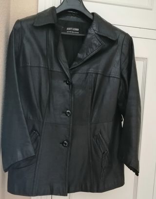 Chaquetón negro mujer  cuero auténtico
