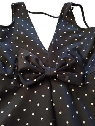 Vestido negro y lunares blancos talla S
