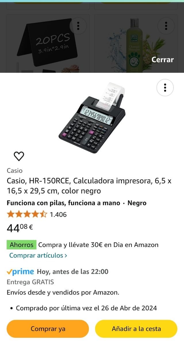 Impresora calculadora Casio.