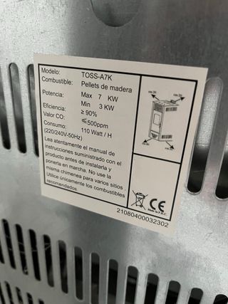 Stufa a pellet da 7 kW.