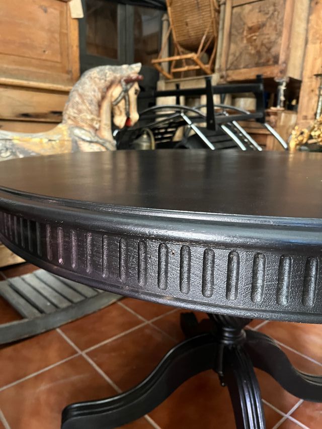 Mesa de comedor negra, D120cm,  alto 77 cm