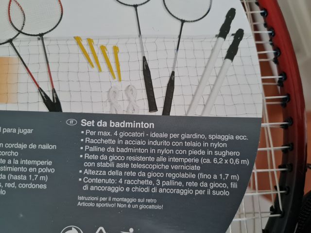 KIT badminton racchetta rete e palline