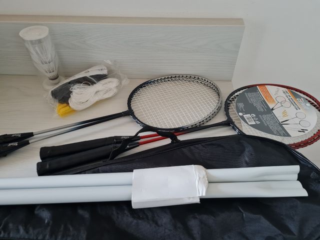KIT badminton racchetta rete e palline