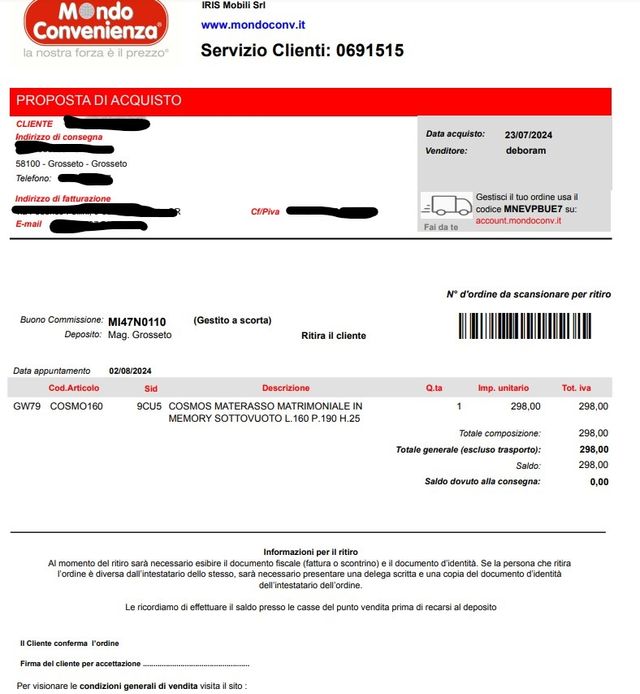 Materasso Matrimoniale Cosmos Memory