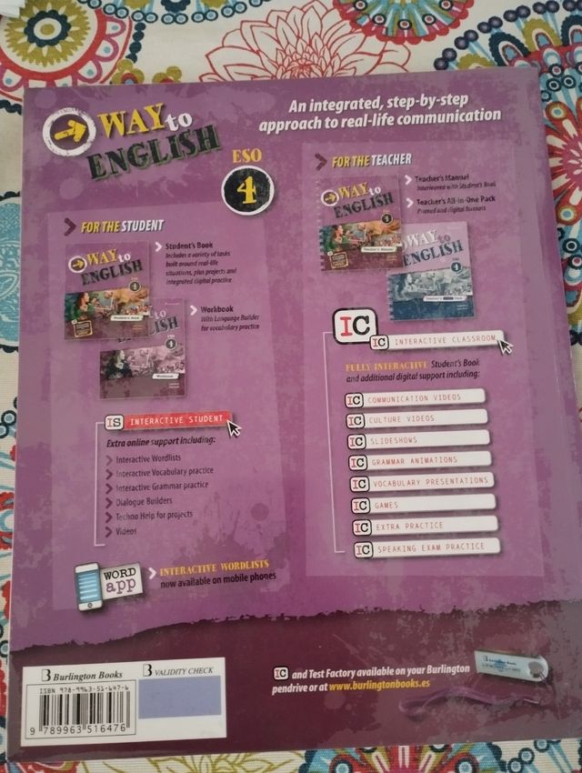 Libro e inglés WAY to ENGLISH 4 ESO