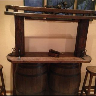 Conjunto Barra bar madera maciza + mesa y 6 sillas