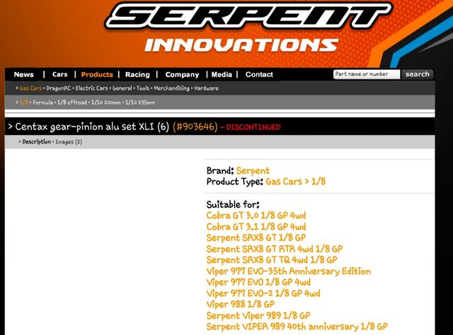 Repuestos Serpent 1-10 y 1-8 Gas