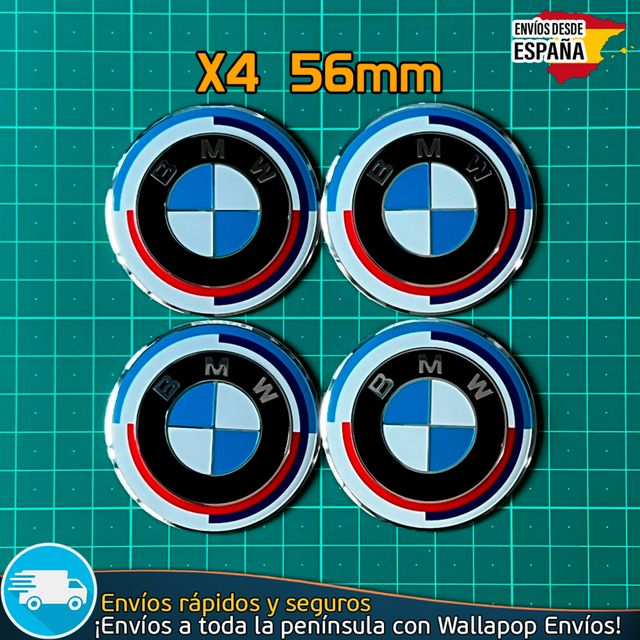 4 Emblemas BMW 56mm 50 Aniversario Pegatinas Tapas