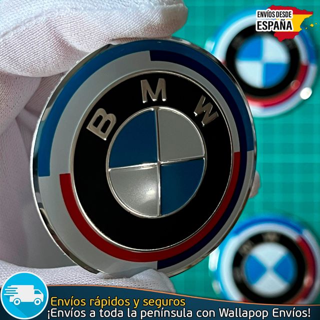 4 Emblemas BMW 56mm 50 Aniversario Pegatinas Tapas