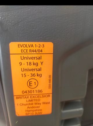 Silla SIN isofix Romer Evolva 123. 9-36 kg
