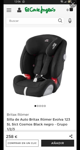 Silla SIN isofix Romer Evolva 123. 9-36 kg