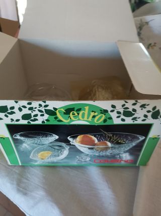 set per macedonia in vetro, nuovo