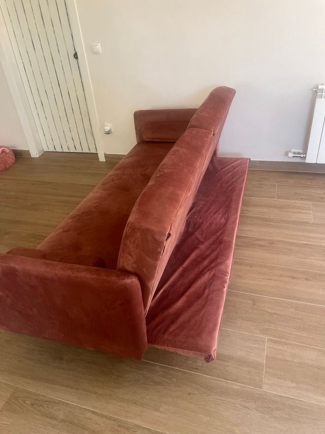 Sofa cama 3 plazas  rosa terciopelo