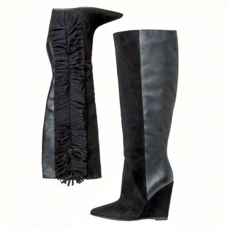 Nuevas a estrenar Botas negras cuña flecos nro 37