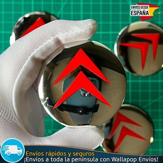 X4 Emblemas Citroen 56mm Pegatinas Tapacubos Rojo