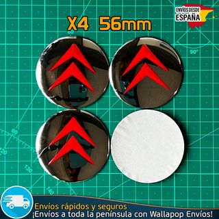 X4 Emblemas Citroen 56mm Pegatinas Tapacubos Rojo