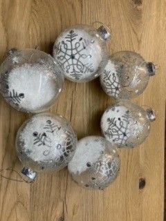 6 palline per albero di Natale in vetro decorato