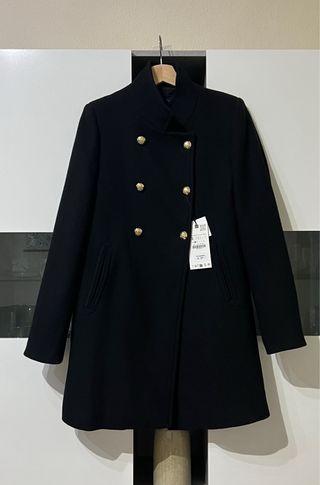 Abrigo cruzado con lana 2024 Zara Talla S