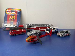 Lote Vehículos Majorette: Bomberos + Rally + Barça